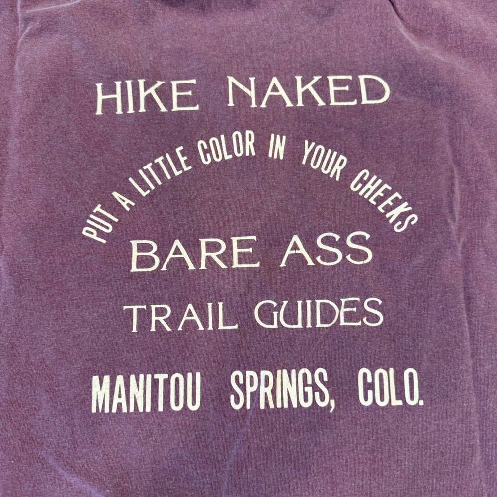 Vintage Anvil Hike Naked Bare Ass Trail Guides Colorado T-Shirt Mens XL Mauve - Picture 7 of 7